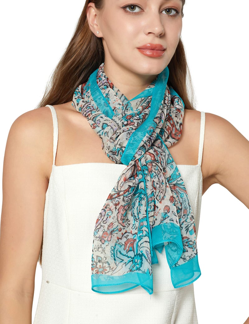 PANTONIGHT Long Chiffon Sheer Scarf Multi-Colors Printed Lightweight Scarf For Womens (COL 759) - Image 2